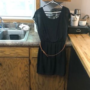 Black dress with small belt
